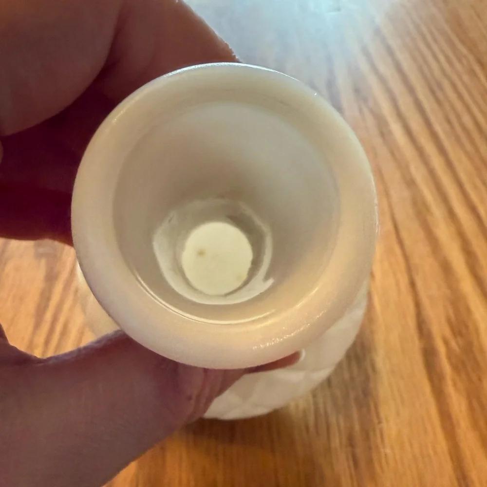Vintage Milk Glass Diamond Cut Pattern Vase